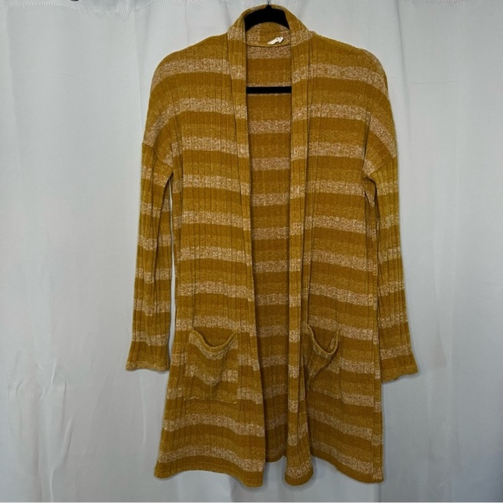 Bellamie Mustard and Beige Striped Cardigan